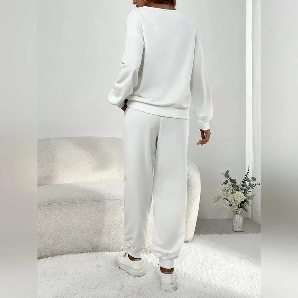 Contrast Sequin Drop Shoulder Sweatshirt & Sweatpants - Picture 6 of 6